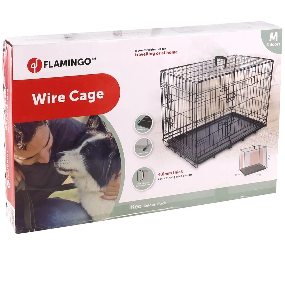 Flamingo Hundebur i metal Keo Sort M